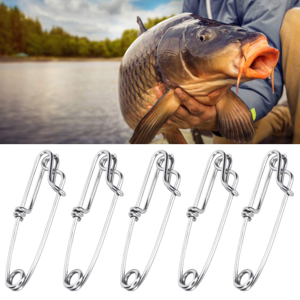 Fishing Clips, Pack of 15 Stainless Steel Tuna Clips Longline Branch Hangers Snap Fishing Tackle Connector Fishing Accessory Easy On Off Mountaineering Camping Supplies