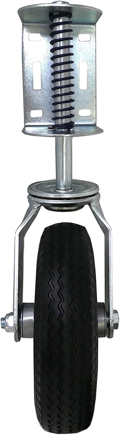 Shepherd Hardware 8734 Heavy Duty Flat Free Spring Gate Caster with Universal Mount, 8-Inch Wheel, 220-lb Load Capacity, Black