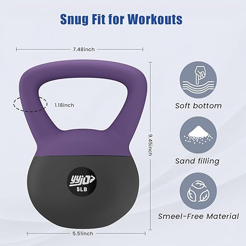 Miniatura 6 de Pesa rusa suave, juegos de pesas rusas rellenas de arena de hierro, pesos de 51015 libras, resistencia y seguridad para mujeres y hombres,