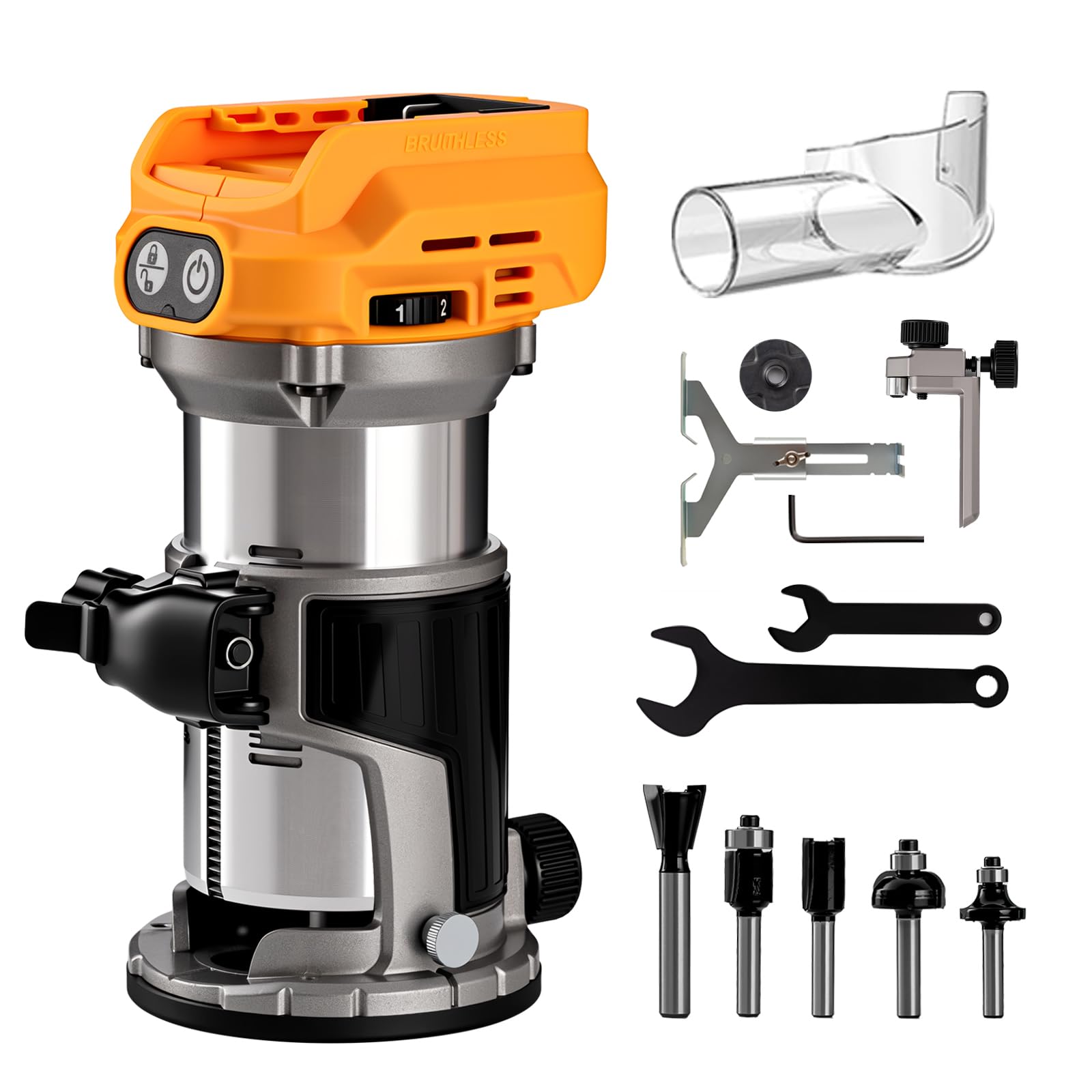 Défonceuse sans fil 20V affleureuse bois 800W coupe-bois 6 vitesses avec embouts