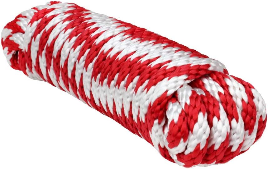 Extreme Max 3008.0178 Solid Braid MFP Utility Rope - 1/2" x 100', Red/White