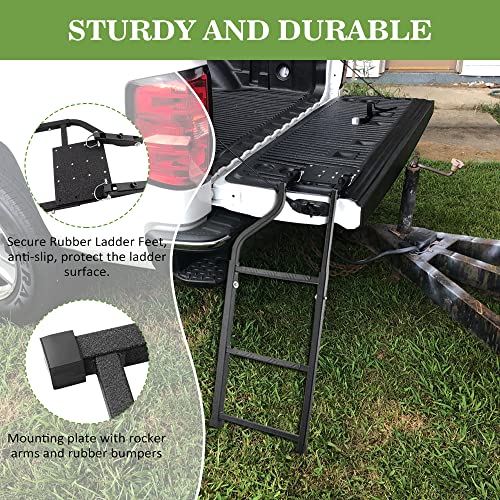 Truck Tailgate Ladder, Ladder Foldable For Truck Bed, Universal Extension Step Ladder With Upgrade Aluminum Step Grip Plates #TOP2