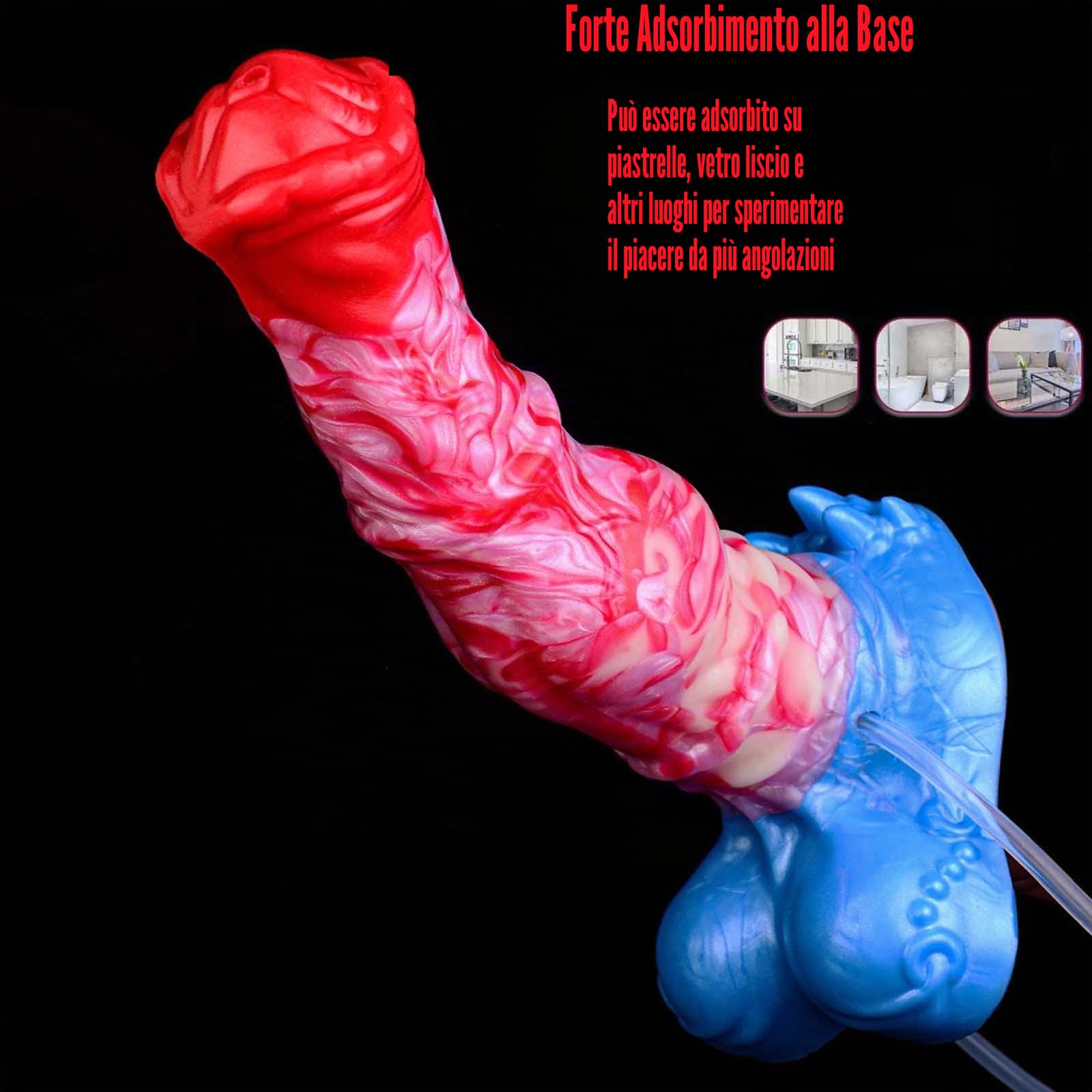 Dildo realistico in silicone per eiaculare Dildo per cani con ventosa, Dildo che spruzza anale Giocattolo sessuale per unisex (dildo da 22,5cm + siringa + airbag gonfiabile)