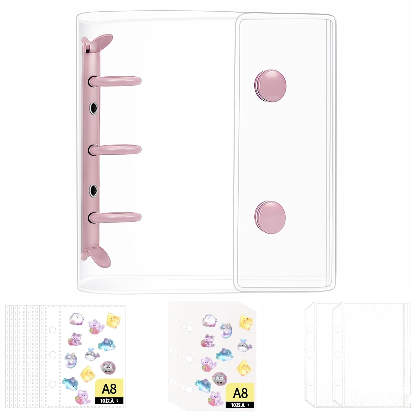 Amazon | PAEUKUON シール帳 透明 女の子 A8 ミニ バインダー
