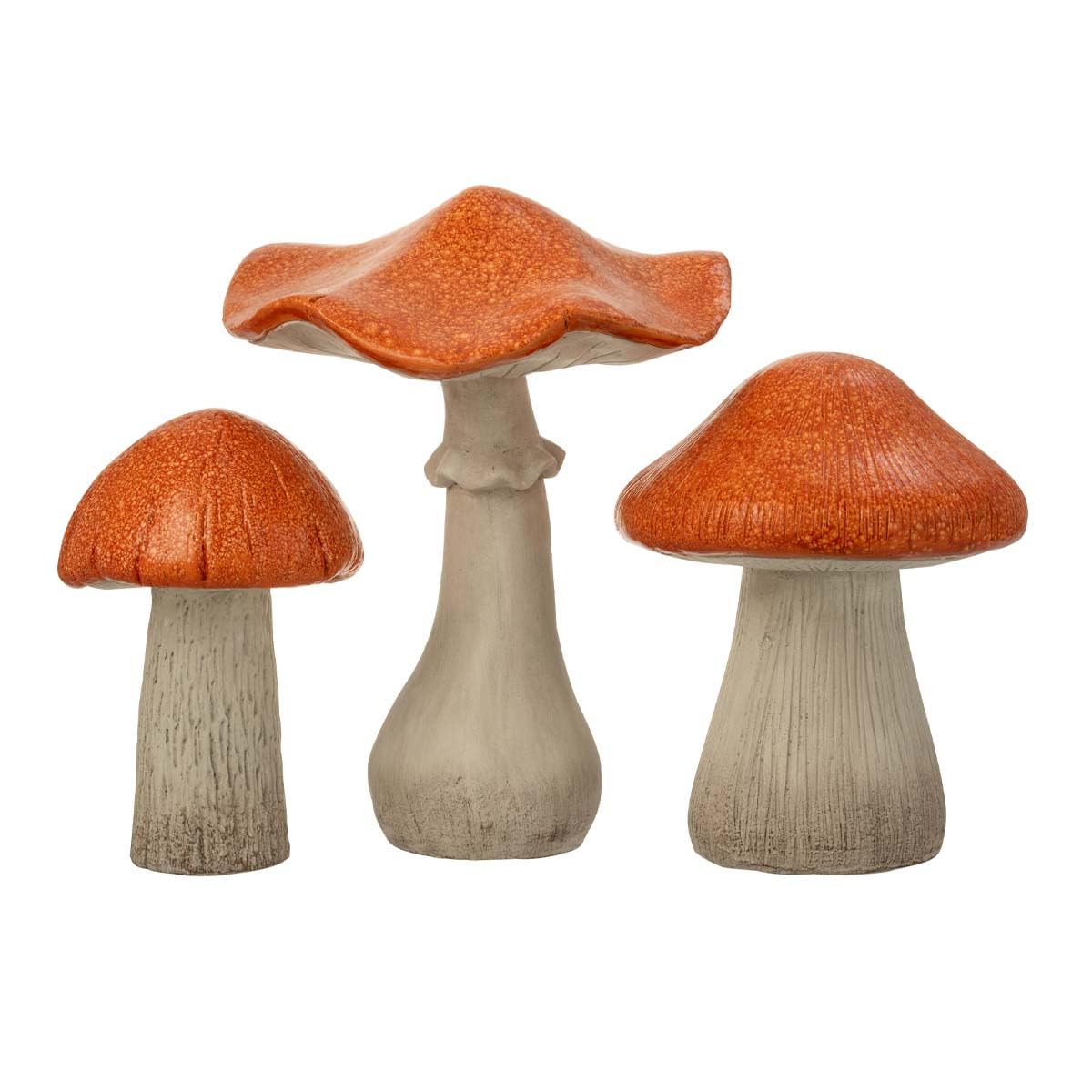 Paris Prix Lot de 3 Champignons Déco Chalet 50cm Gris & Orange
