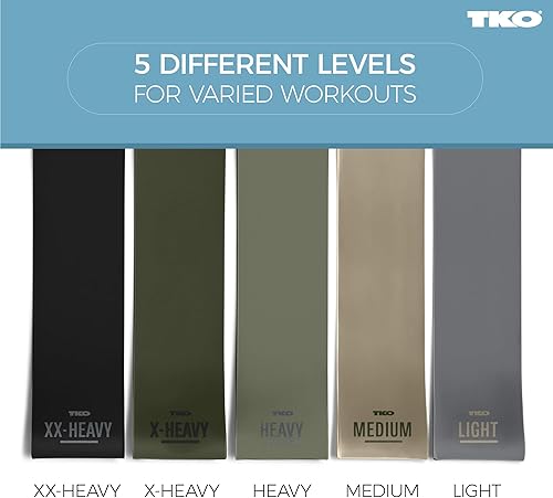 Miniatura 2 de TKO Power Loop Bands Set 5-Pack - 5 Levels of Resistance Bands for Varied Exercise Including Physical Therapy, Stretching, Strength Training, and