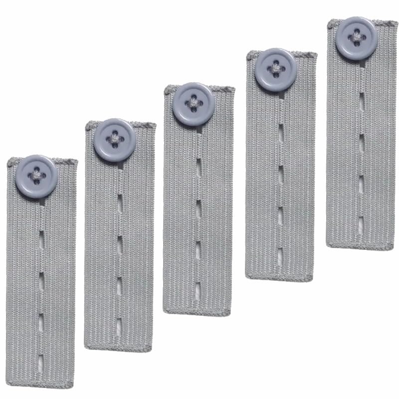 5 Extensores de Botón Elástico para Pantalones - Ajustador de Cintura Ajustable y Alargador de Pretina - Accesorio Ideal para Ampliar la Cintura con Comodidad (5 Piezas) (Gris)