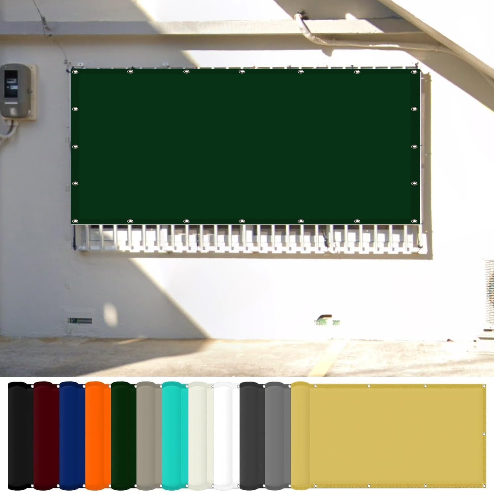 Malla Sombreadora 1.9 x 3.4 m Impermeable Lona De Sombra Resistente al Agua con Ojales y Cuerdas Rayos UV HDPE Malla Sombreo Exterior Pergola, Verde Oscuro