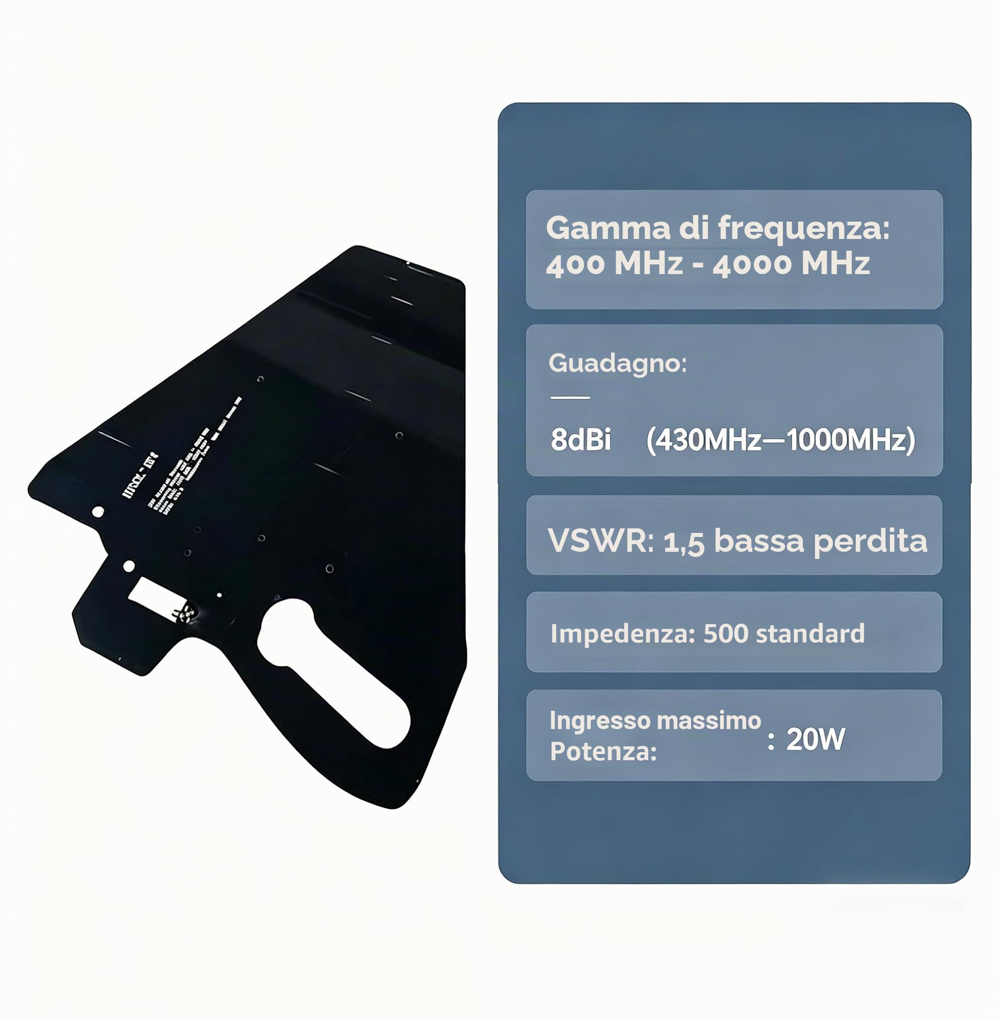 Antenna periodica logaritmica Antenna a banda larga ad altissima definizione, gamma di frequenza: 400MHz-4000MHz, Potenza: 20W, guadagno: 8dBi, dimensioni: 41x33x6cm
