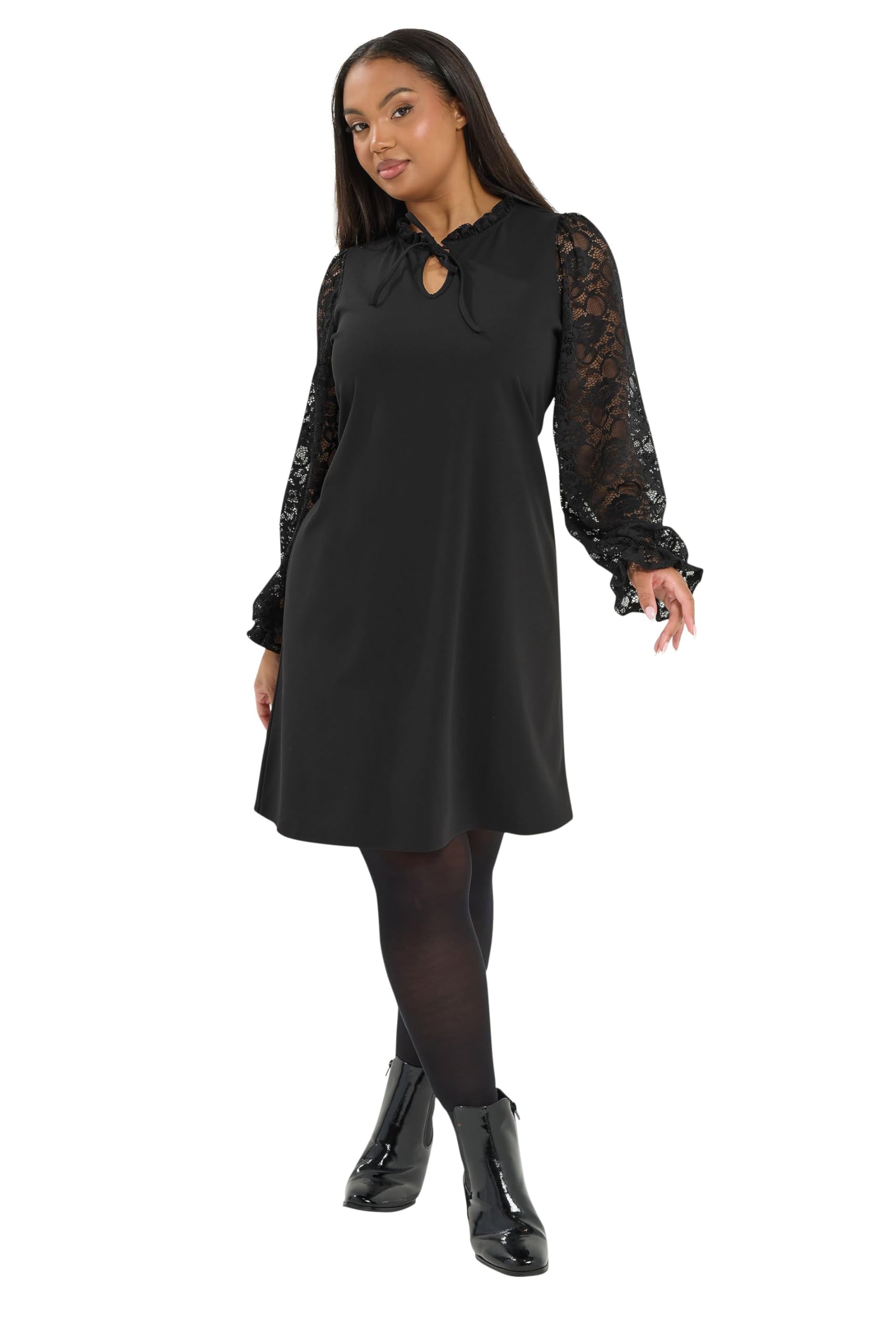 Yours Women's Black Curve Lace Mini Dress - Plus Size Curve