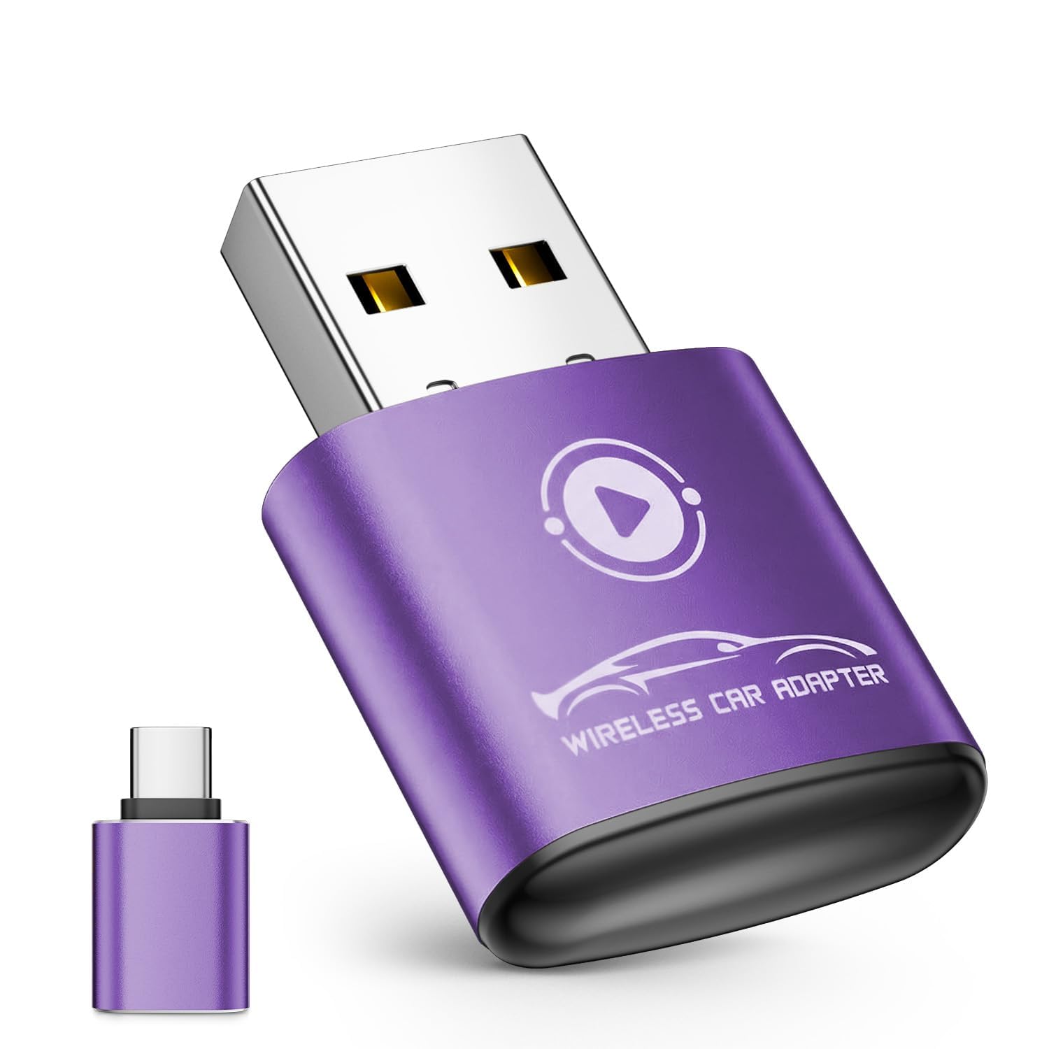vnilrgle Wireless CarPlay Adapter for Apple iPhone 2026 Upgraded(Purple)
