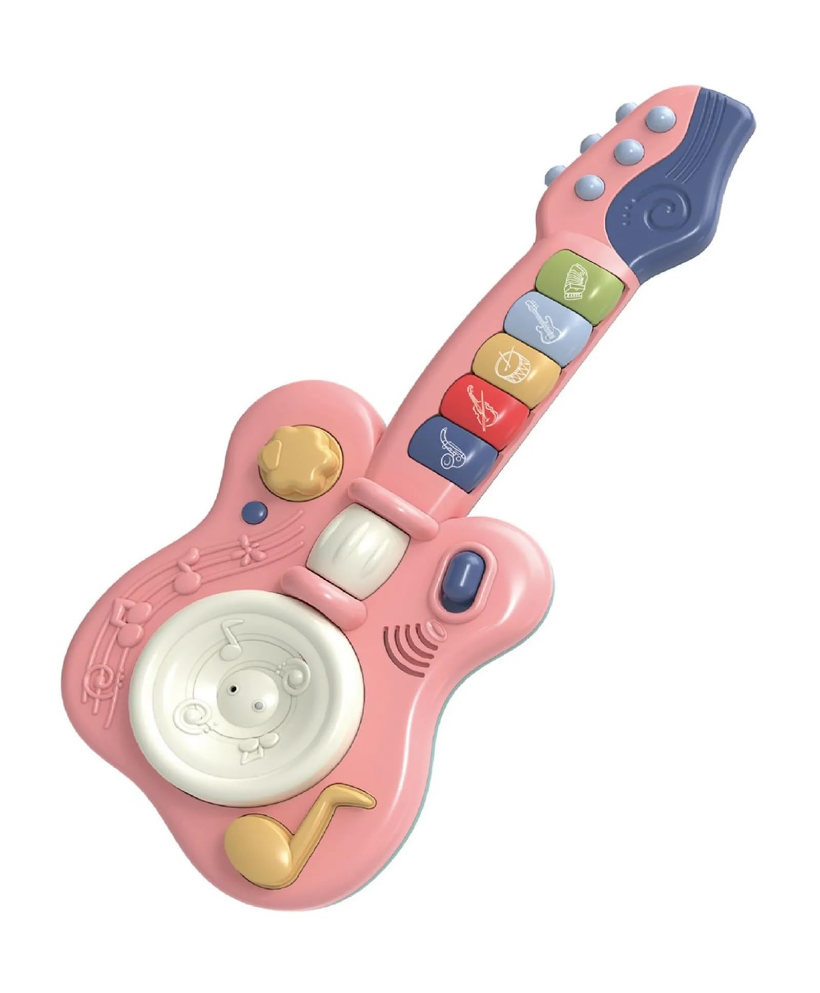UKR Electronic Musical Toy, Handheld Guitar for Children ABS Material Battery Powered Guitar for Kids (Pink)
