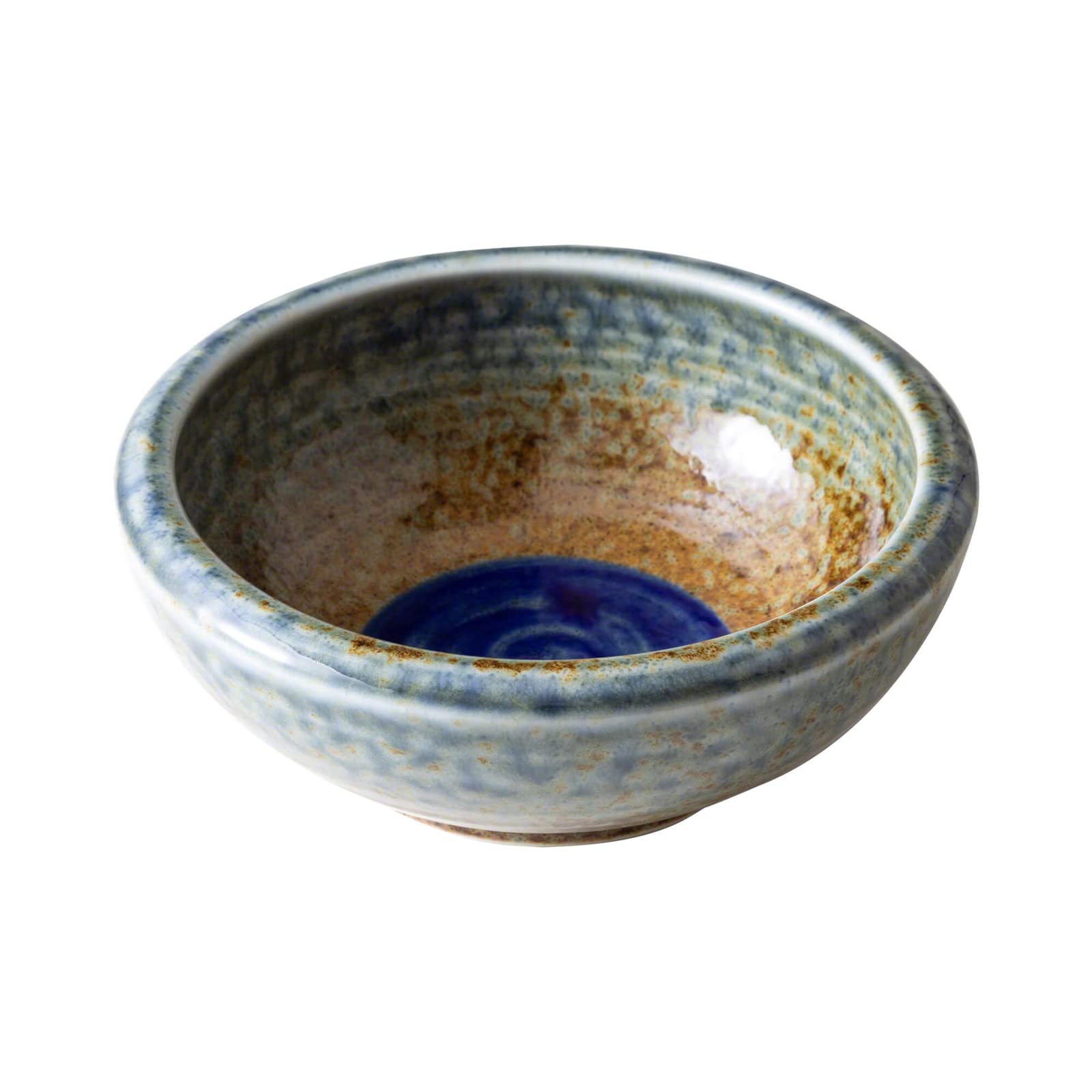 Wazakura Brown And Blue Minoyaki Series Small Round Glazed Ikebana Flower Vase Made In Japan, Handpainted Floral Arrangement Pottery Supplies (Brown And Blue)