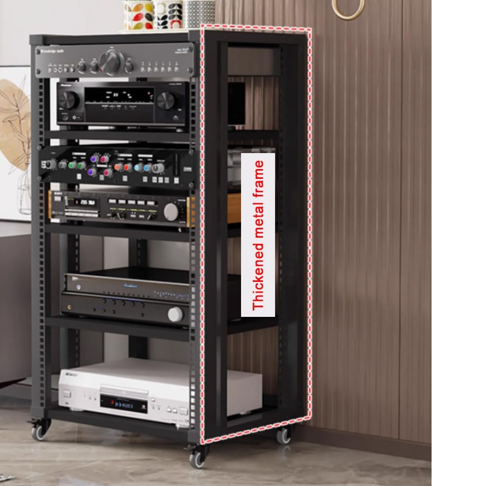 Supporto AV Ma a 4 livelli con ruote in noce o rack per proiettore PS5 console di gioco DVD giradischi HiFi Ste cabinet (altezza 81,3 cm, 4 livelli)