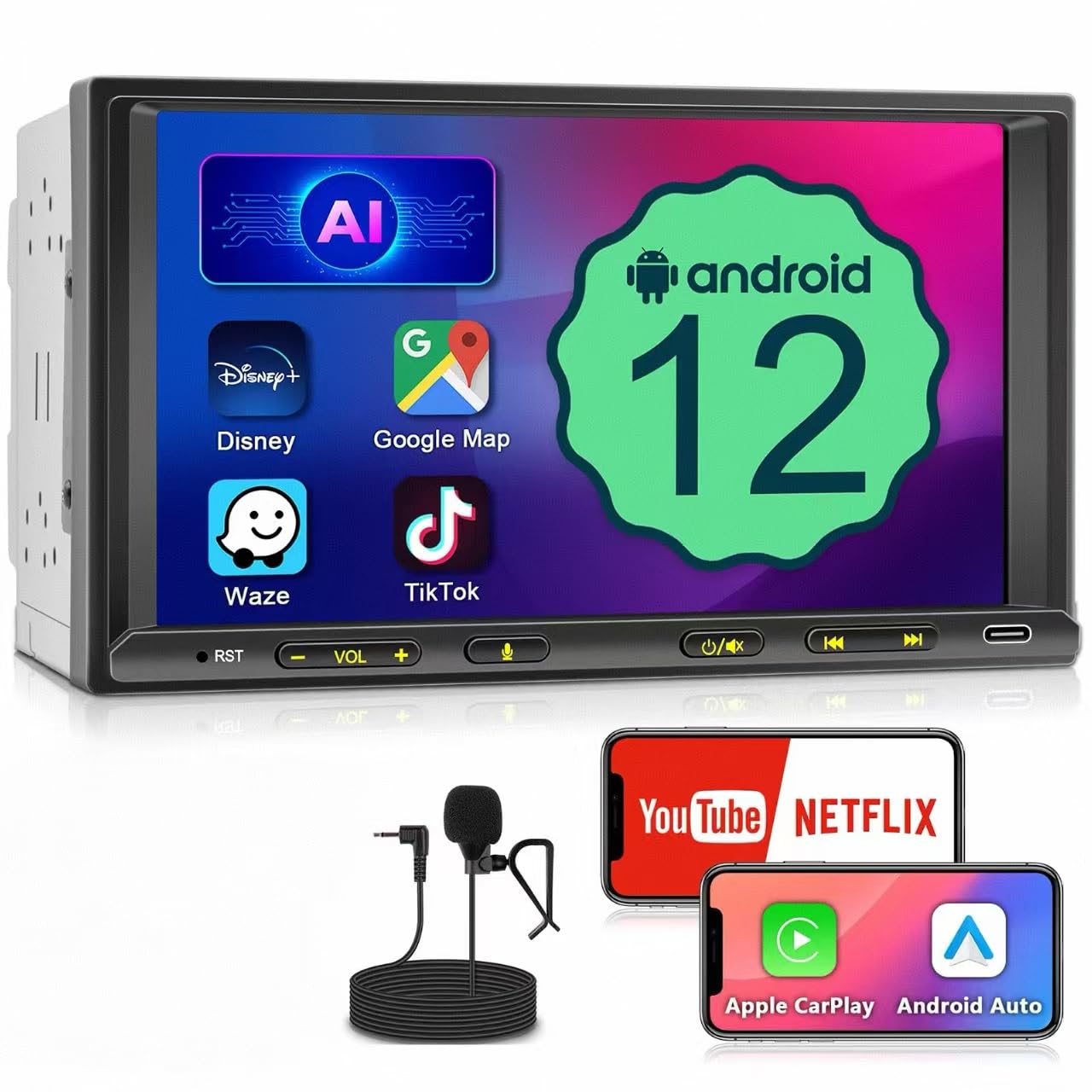 Apple - ジアーコ Amazon.com: cogamichi Double Din Car Stereo: 7 Inch Android