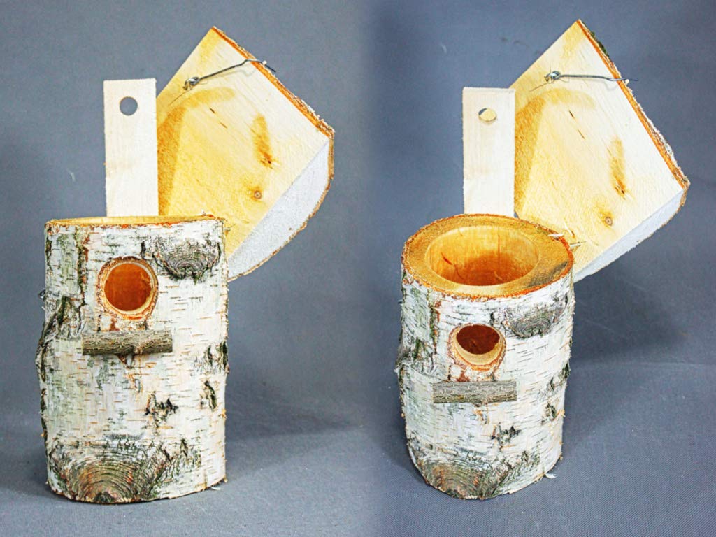 Nichoir pour oiseaux, grotte de nidification en bouleau (25 x 14 cm) 32 mm