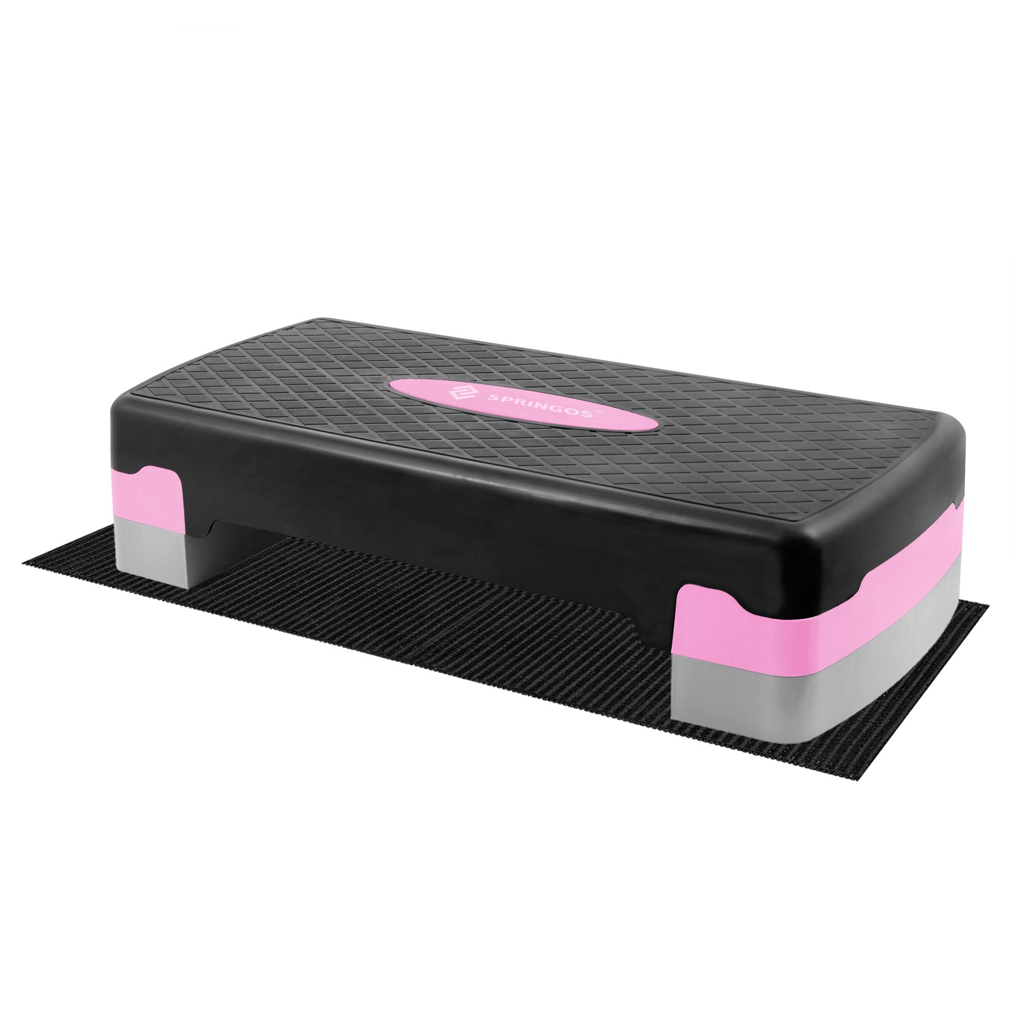 SPRINGOS Step Fitness Casa Stepper 68 x 28,5 cm, 2 Altezze Regolabili, Superficie Antiscivolo, Capacità Massima 350 kg – Ideale per Allenamenti Cardio e Muscolari
