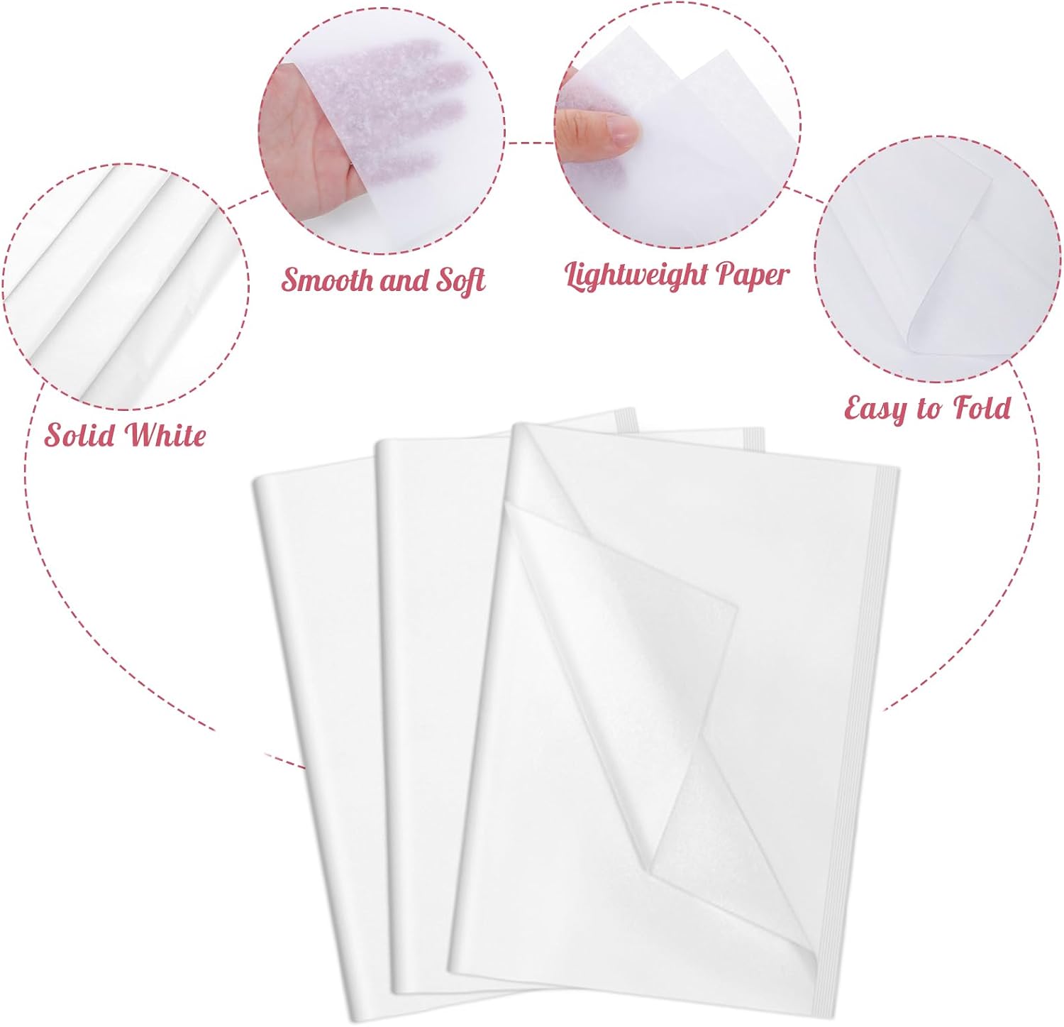 woric 80 Sheets White Tissue Paper Bulk for Gift Bags & Crafts, 20" x 14" image 3