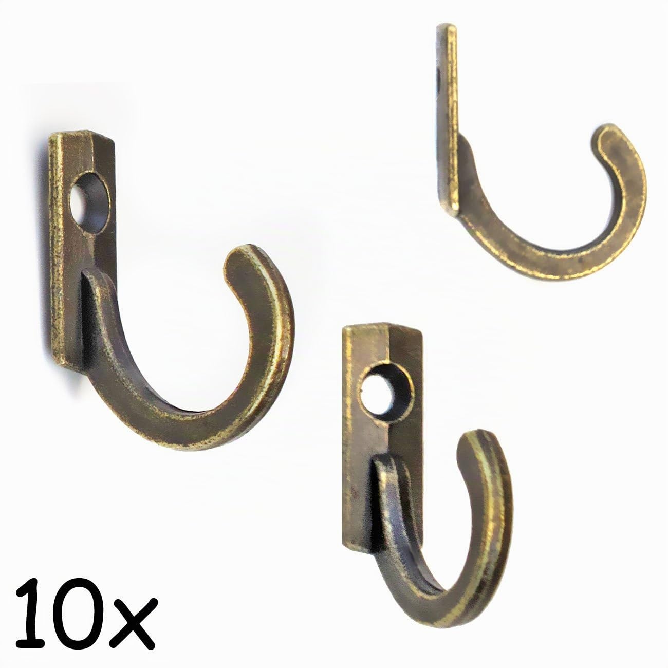 FUXXER® – 10 ganci in metallo per quadri, gancio da parete in ottone anticato bronzo, Vintage Retro, 23 mm, set da 10, viti incluse