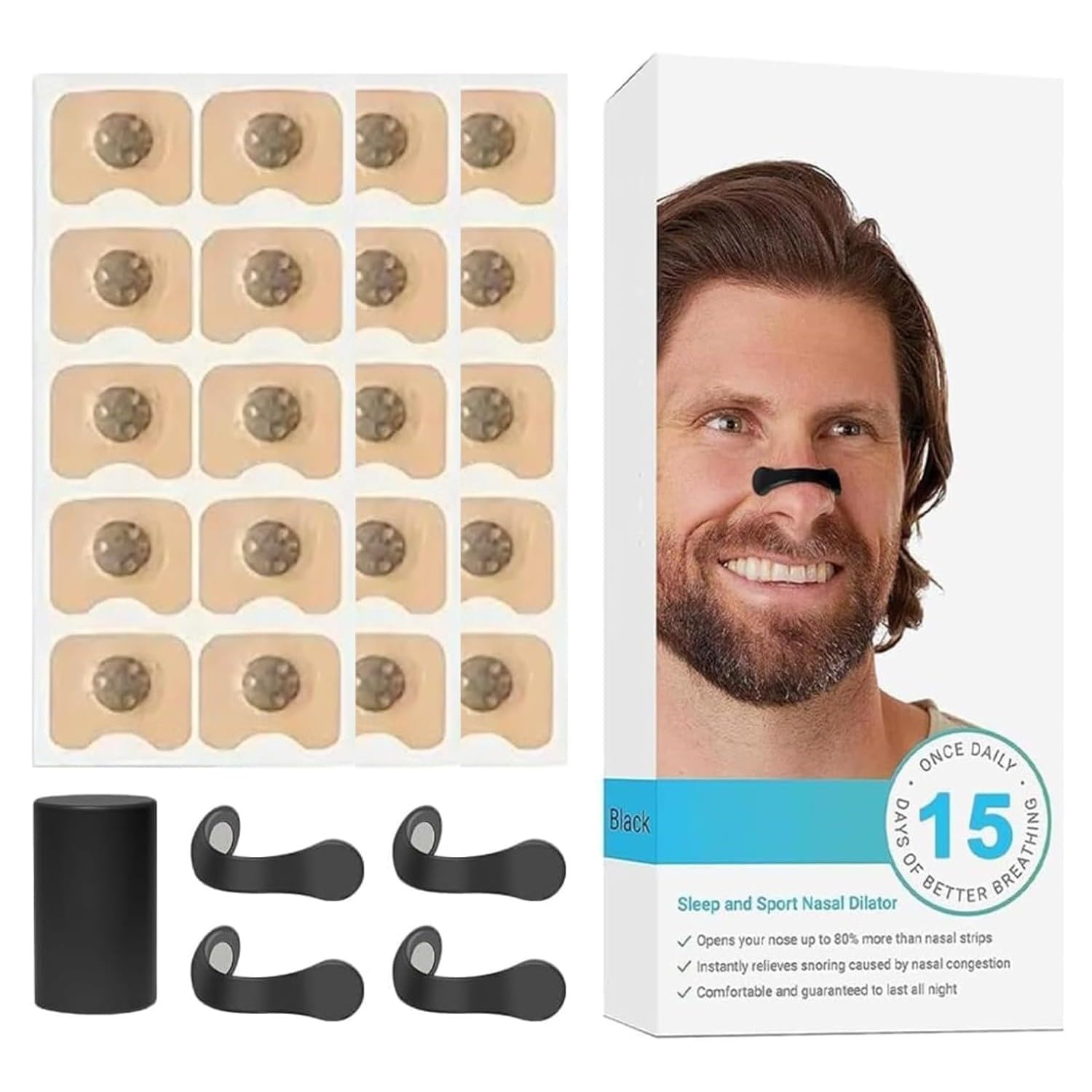 5NINES Magnetic Nasal Strips for Breathing Anti Snoring Nose Clip Skin Safe Sleep Nasal Strips Nasal Dilators For Breathing Instant Releif From Snoring Snore Stopper-15 Count (Multi)-image-3