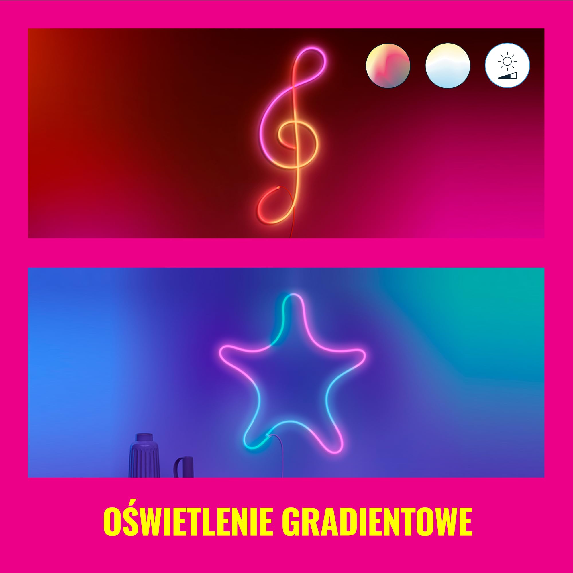 WiZ Inteligentna Taśma LED 4 M, Typ C, Wi-Fi, Bluetooth, Wiele Odcieni Bieli, Szeroka Paleta Kolorów, Sterowanie Aplikacją