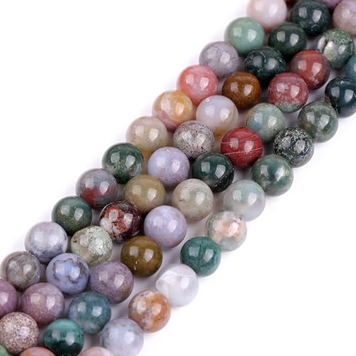 Miniatura 99 de GEM-Inside - Cuentas sueltas de ágata india natural de 0.157 pulgadas (0.157 in) con cuentas redondas de cristal energético para hacer joyas, 15