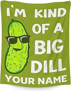 Custom Pickle Throw Blanket for Baby - 30x40 Inches Lap Size - Soft Fluffy Cozy Blankets Gift - Green Funny Blanket Throws for Couch, Work