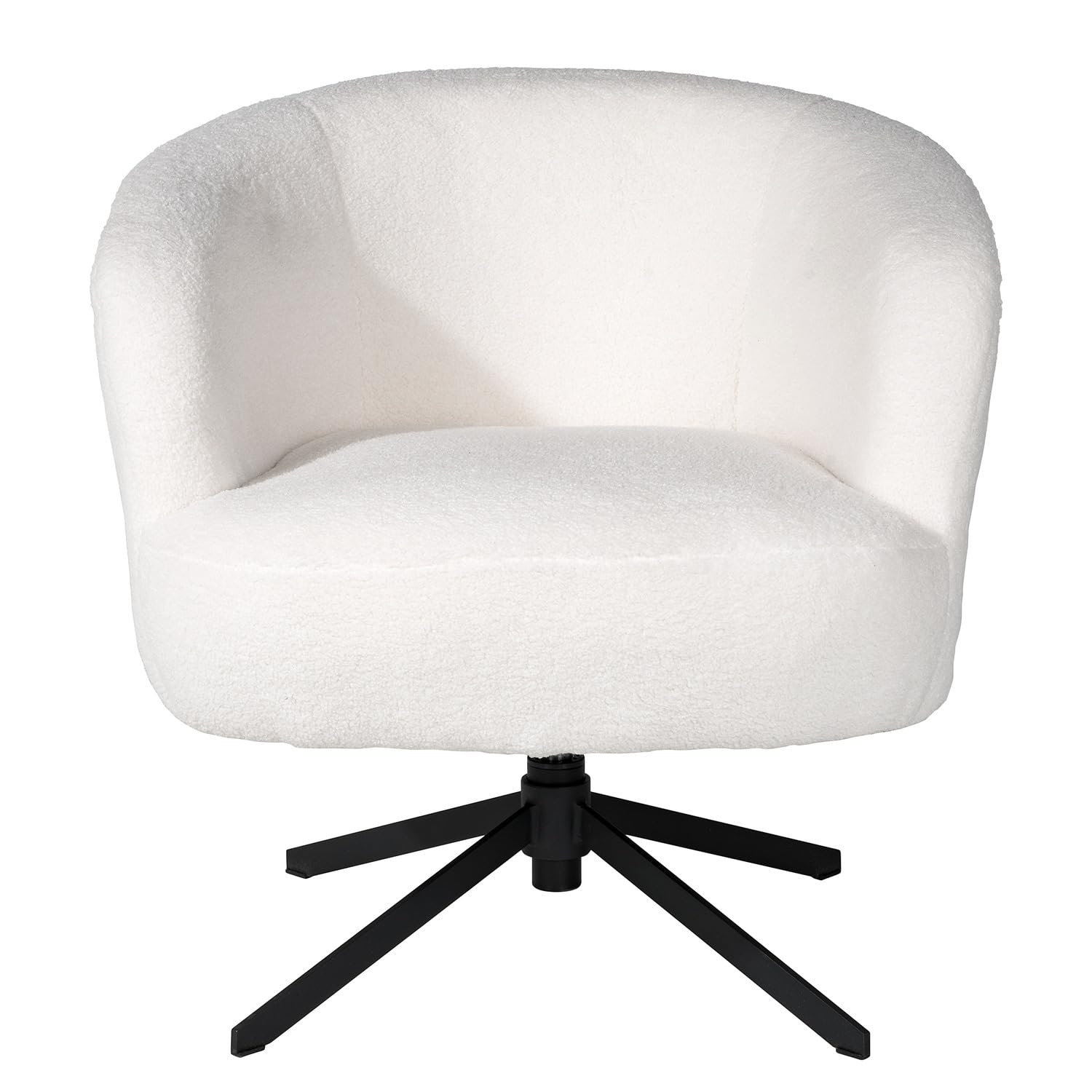 home24 Sessel aus Bouclé & pulverbeschichtetem Eisen in Creme, Pulverbeschichtetes Metallgestell mit technischer Polsterformung, Stilvolles Sitzmöbel für den Wohnraum