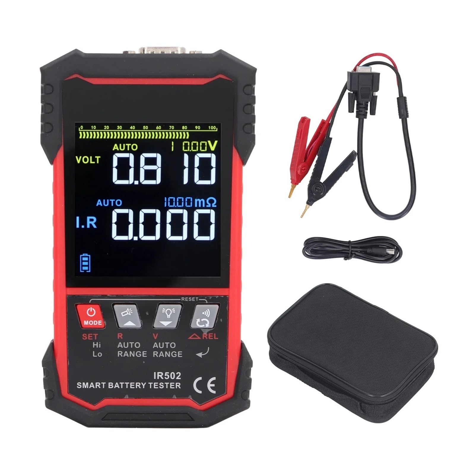 Probador de aislamiento, Probador de resistencia de voltaje con interfaz DB9, 0,00 V-±120 V, 0,000 mΩ-500 Ω, herramienta de prueba de resistencia de batería for autocaravanas, camiones y barcos.