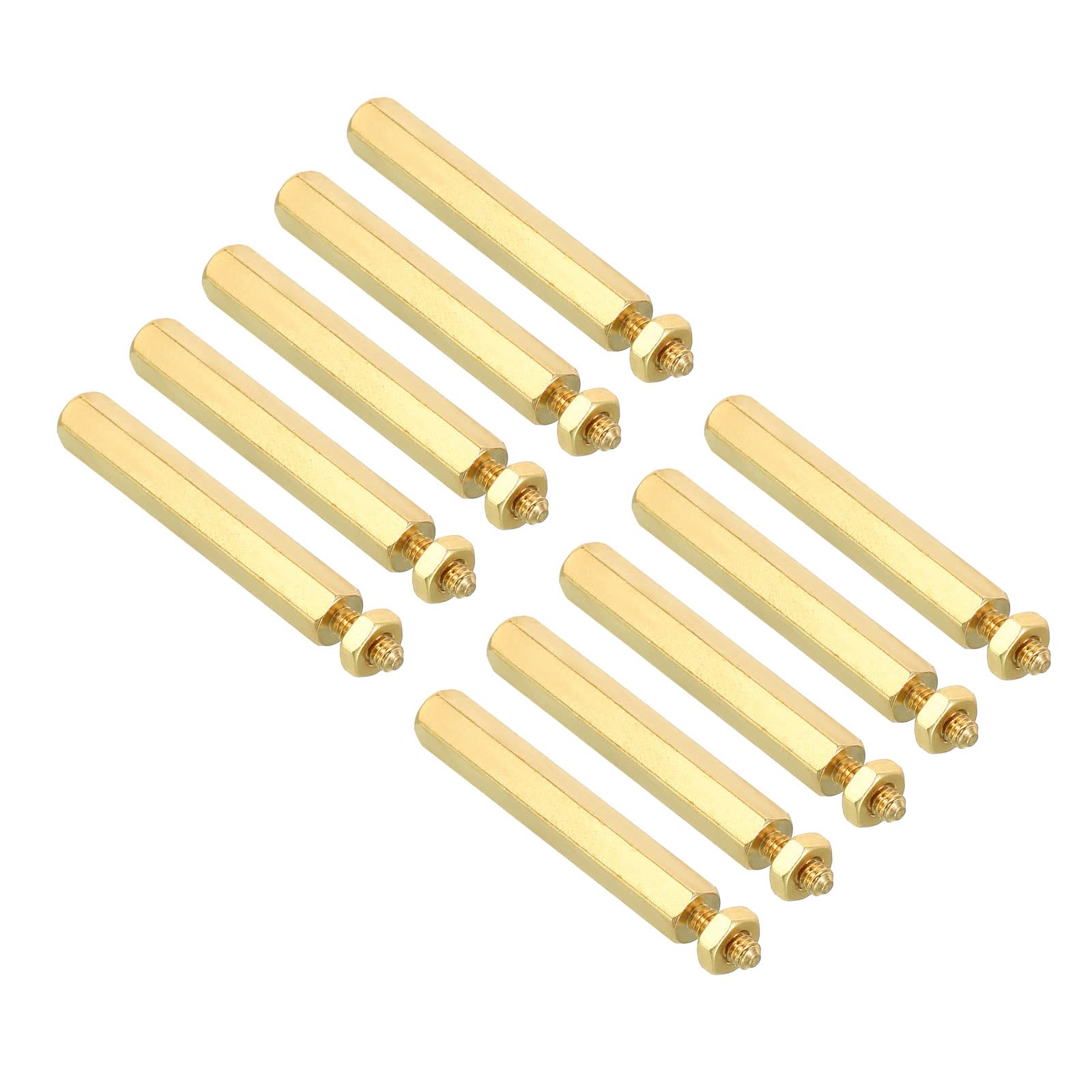 PATIKIL 30mm+6mm M2.5 Standoff Screws, 40 Pack Brass Hex PCB Standoffs Nuts for Motherboards, Computer Cases, Circuit Boards, Electronics, Gold Tone-image-48