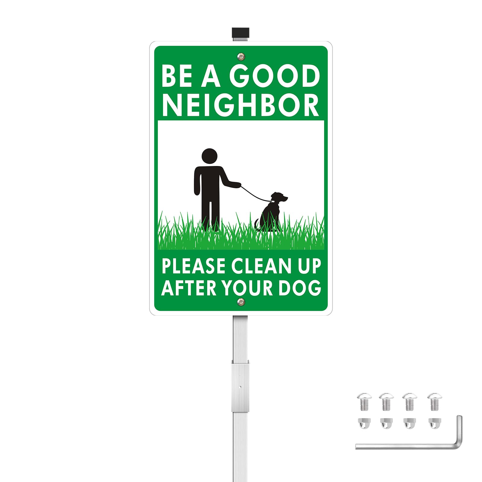 Please Clean Up After Your Dog Yard Sign with 90cm Metal Stake, 30x20cm Be a Good Neighbor No Pooping Sign