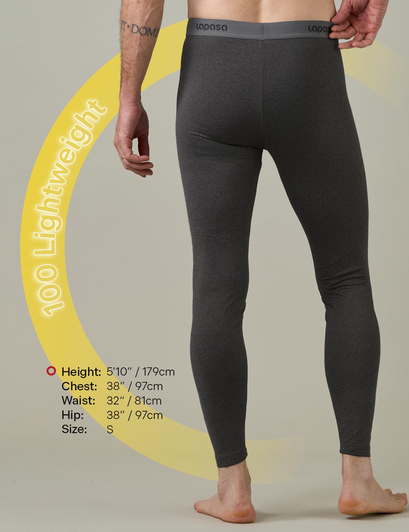 LAPASA Pacco da 2 o 1 Calzamaglie Termica Uomo Fodera in Pile Medio/Pesante Pantaloni Termici Sportivi Strato Base Biancheria Intima Leggings Caldi M10/M25/M56