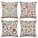 Artscope Set di 4 Impermeabile Federe Copricuscini Decorativi Quadrate Fodere per Patio Giardino Soggiorno Fattoria Fodera per Cuscini da Esterno45x45cm, Fiore Rosa e Scimmia