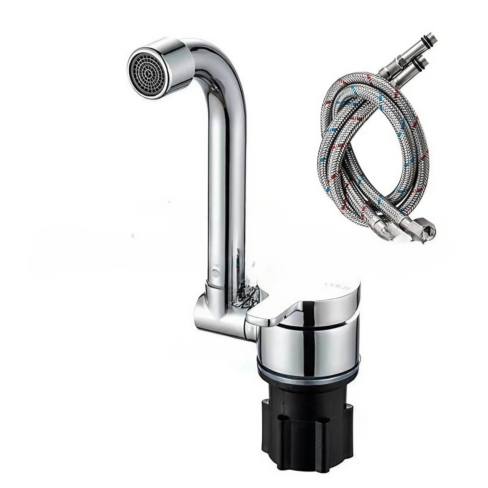 Grifo plegable para autocaravana,rotación de para 360°, grifo mezclador de fregadero con manguera de entrada de manguera, grifo de agua plegable giratorio