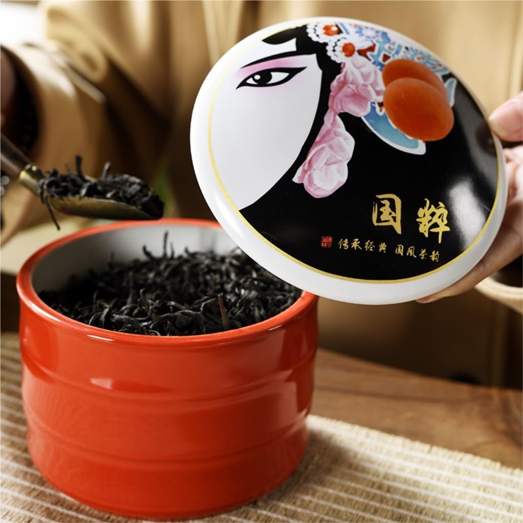 HLTYGWX Teedose, Vorratsdose für losen Tee, Keramik, für die Küche, Vorratsbehälter für Lebensmittel, chinesisches Teegeschirr, Einzelglas, Geschenkbox-Set, Teedose (B)