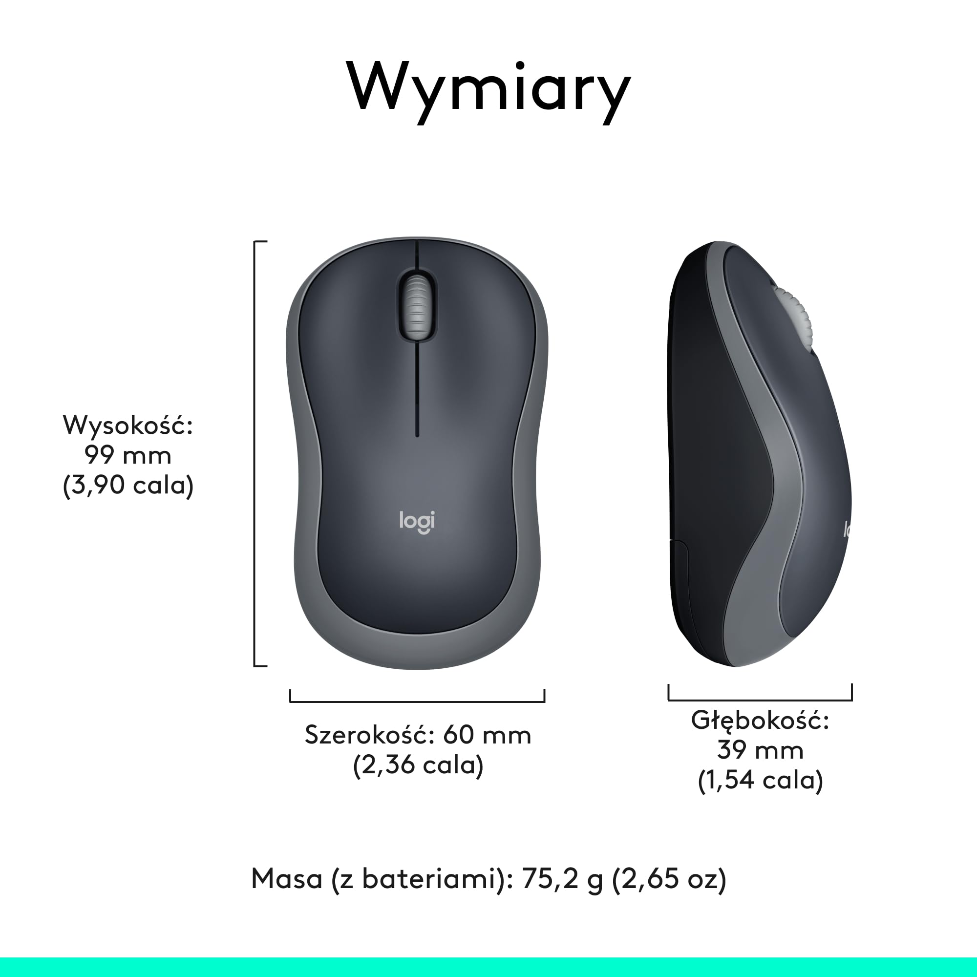 Logitech M185 Mysz bezprzewodowa, 2,4 GHz, odbiornik USB | 12-miesięczna bateria, śledzenie optyczne 1000 DPI, oburęczna, kompatybilna z PC, Mac, laptopem - Szary