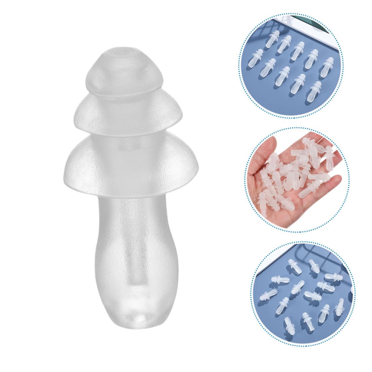 GLEAVI 250pares Tapones De Oído De Silicona y Flexibles Reducción De Ruido Eficaz Para Estudio y Impermeables y Reutilizables Transparentes