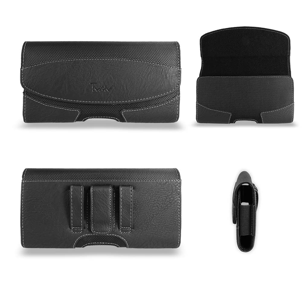 for Samsung Galaxy S25 6.2" Leather Case, TMAN Premium PU Leather Pouch case with [Belt Loop&Clip Holster] XL Size Fit for Samsung Galaxy S25 (Fits