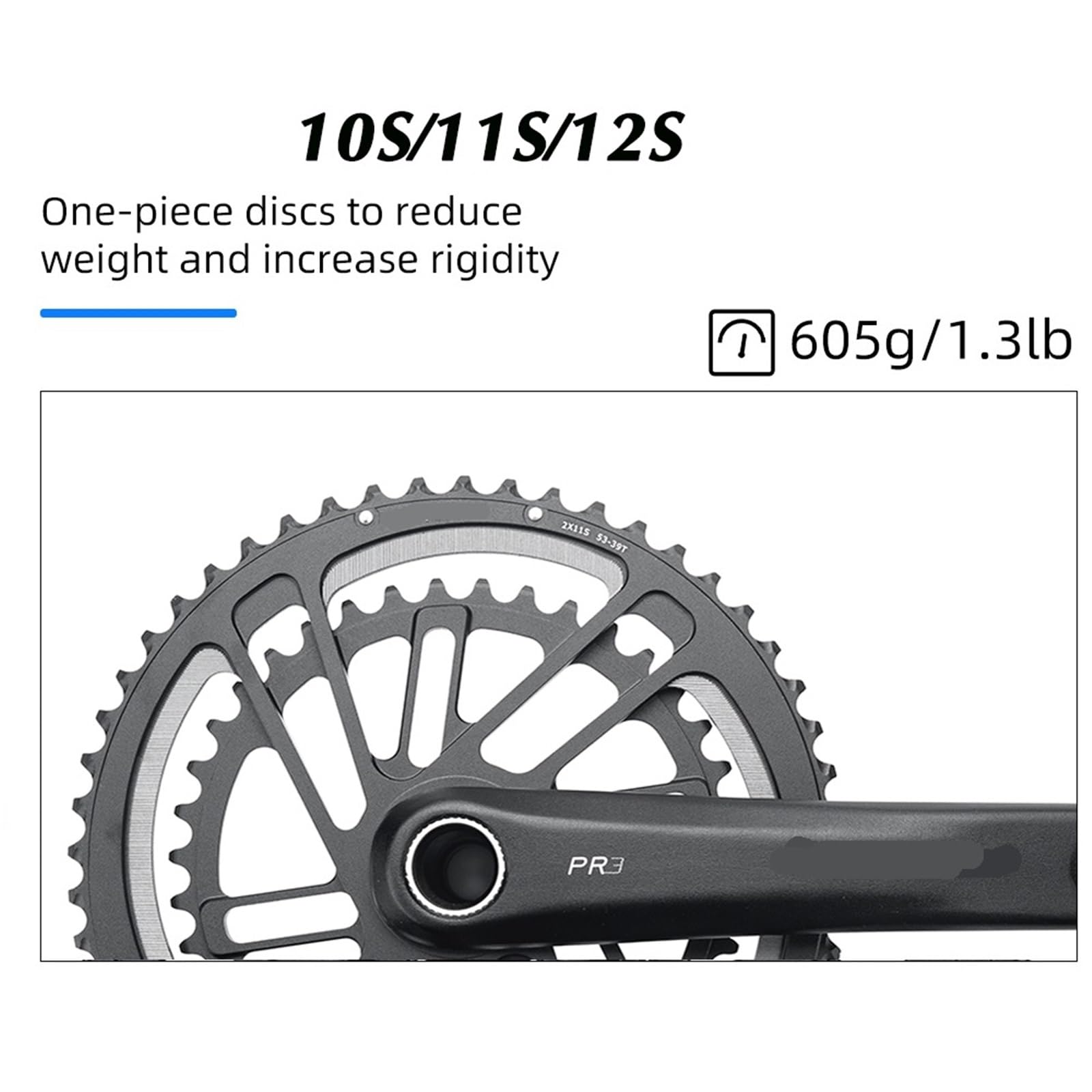 Pédalier de vélo de Route 2x10/11/12 Vitesses Double Plateau 50-34T/53-39T/36-52T/30-46T/231 (30-46T, 165 mm)