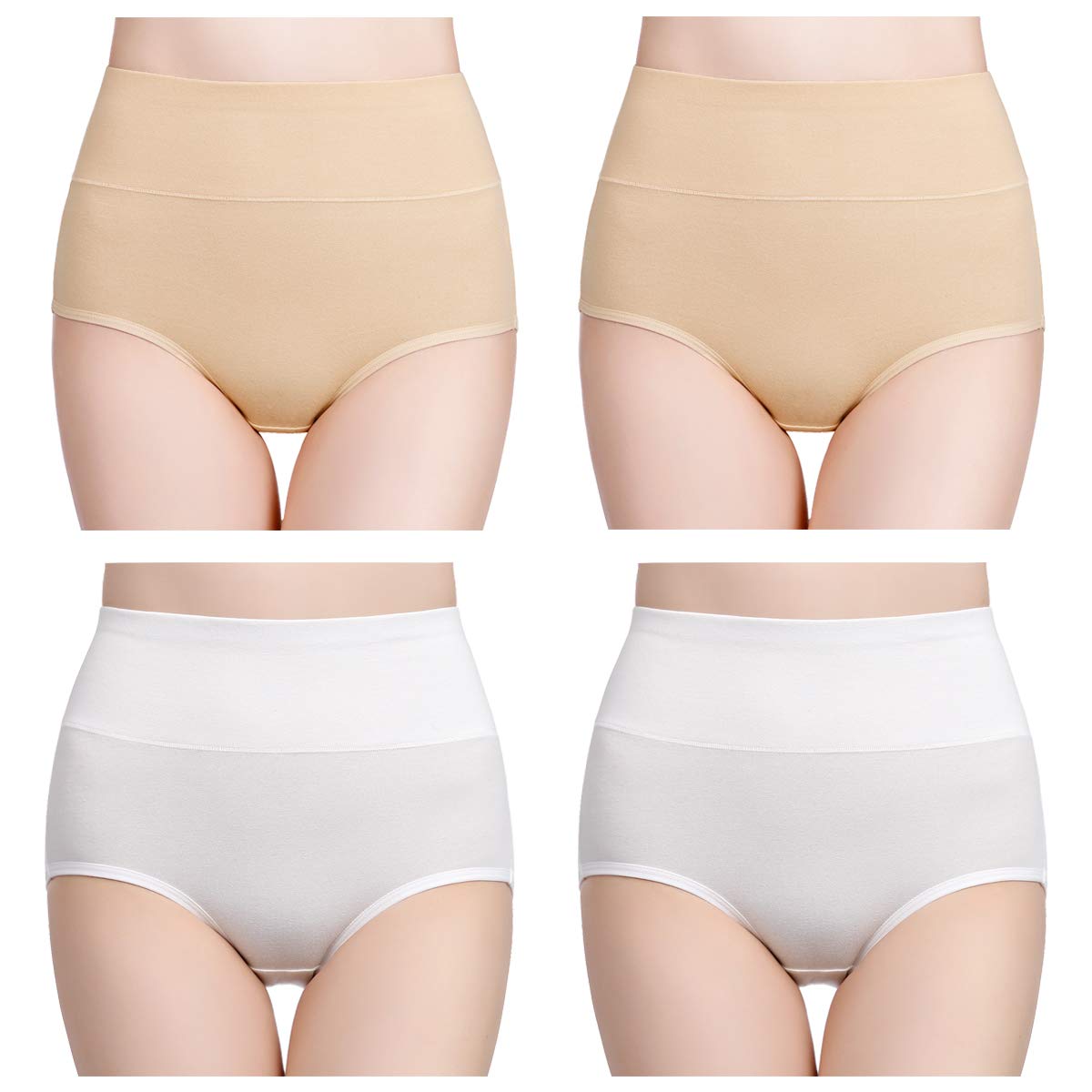 Women's Cotton Underwear High Waist Full Coverage Brief Panty Multipack