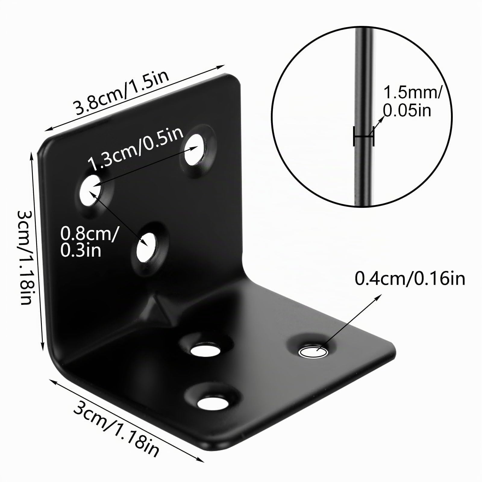 ASelected 40 Stücke Winkelverbinder Edelstahl 30x30 mm, Schwarz Eckwinkel Edelstahl 38 x 30 x 30 mm, Winkel Metall 90 Grad zum Befestigen und Reparieren von Möbeln, Verstärkungsfuge, schwarze