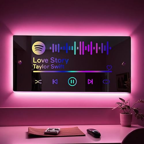 Miniatura 37 de VEELU Espejo con nombre personalizado – Espejo con luz LED – Letrero con nombre personalizado para decoración de pared – Decoración de dormitorio