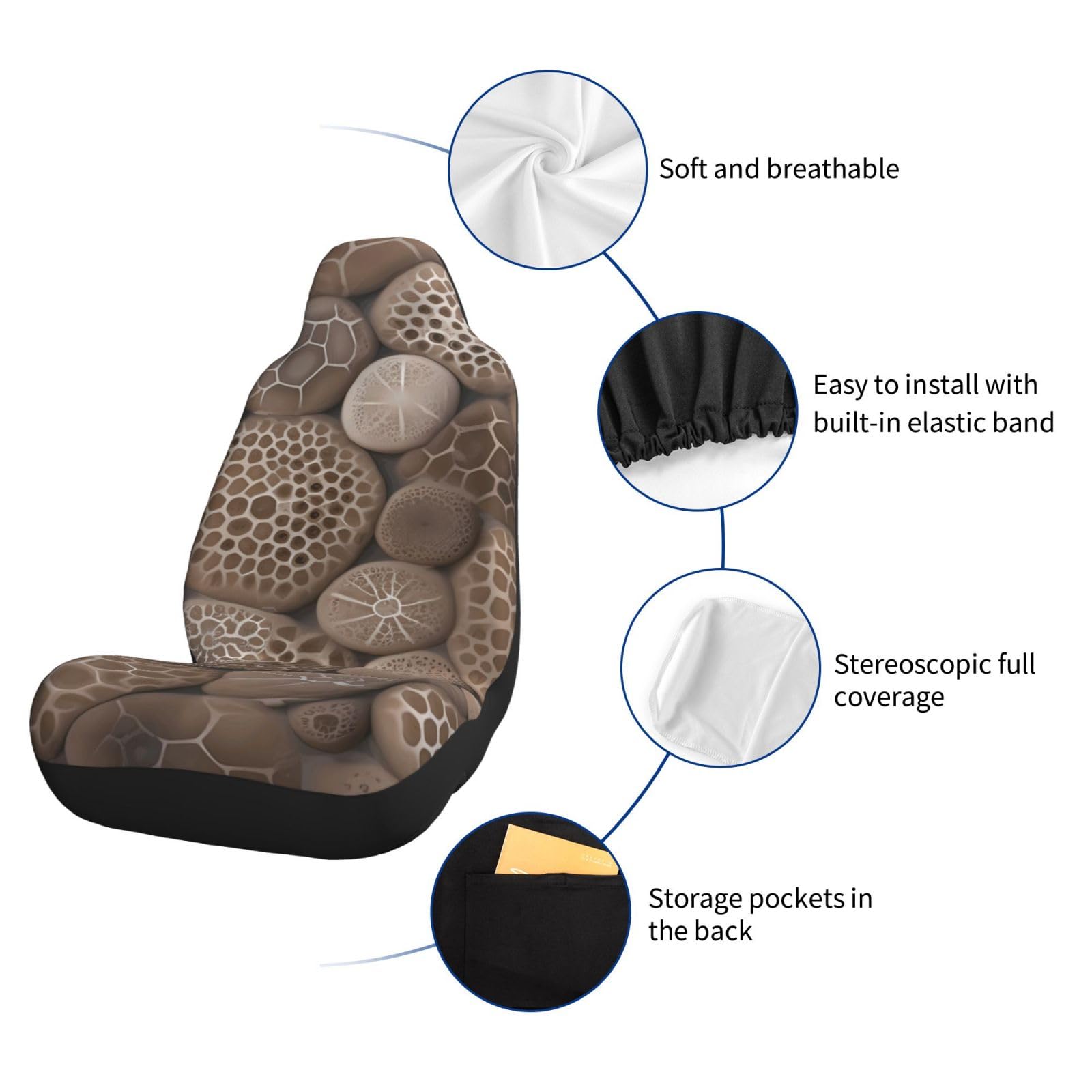 Petoskey Stone pokrowce na siedzenia samochodowe, uniwersalne pokrowce na siedzenia samochodowe, mata z elastycznym paskiem, akcesoria samochodowe, zestaw 2 szt