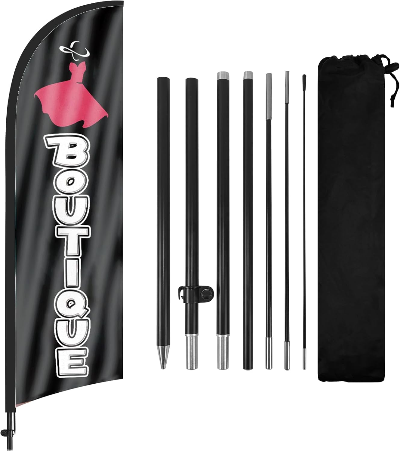 Boutique Advertising Swooper Flag Banner, Boutique Feather Flag with Flag Pole and Ground Stake, Advertising Feather Banner Sign for Boutique Business 8Ft