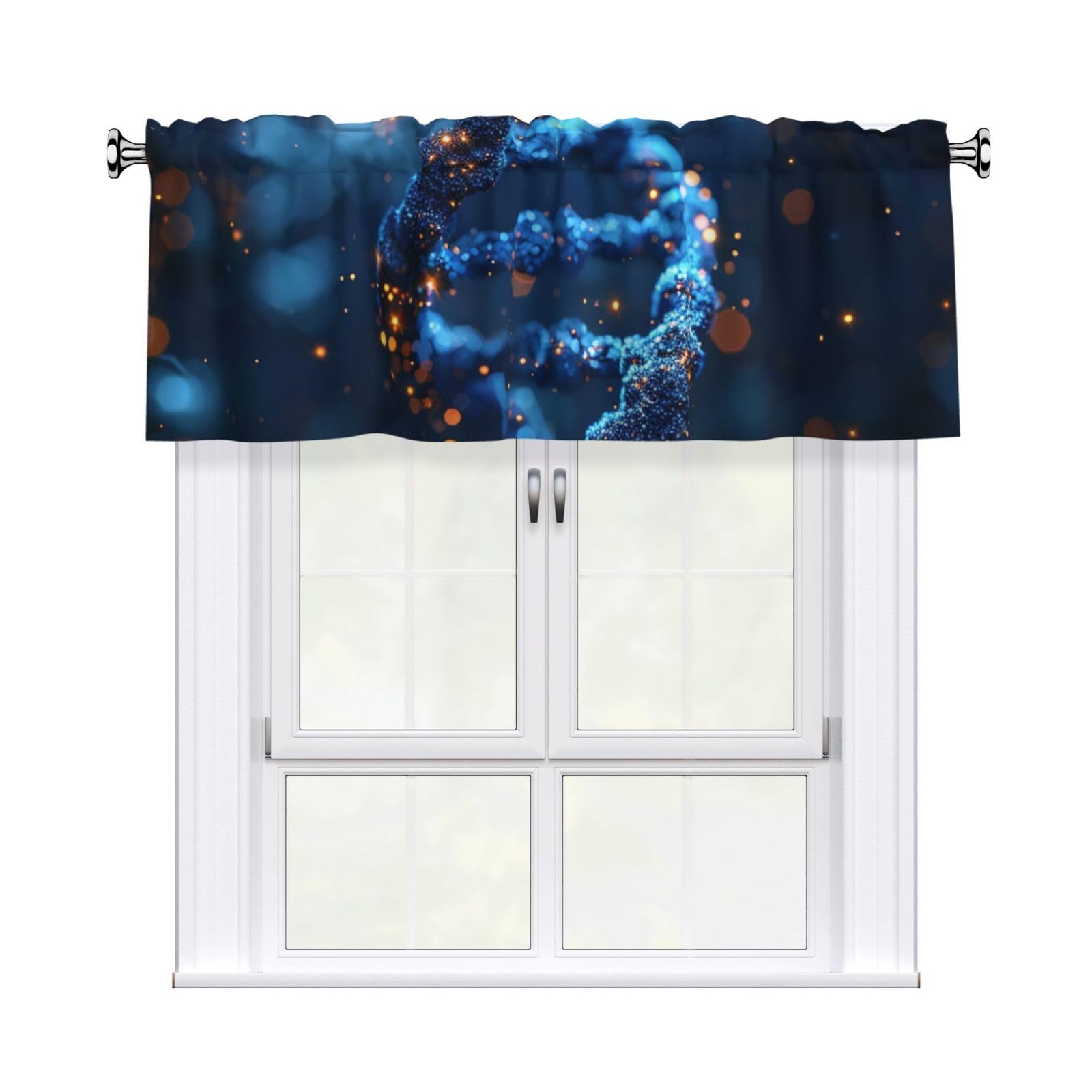 MXZERFKGLA Window Valance Kitchen Curtains 54 x 18 Inch DNA Genetic Helix Valances for Windows Curtain Valance Vintage Short Window Treatment for Kitchen Dining Room Bathroom Bedroom Home Decor