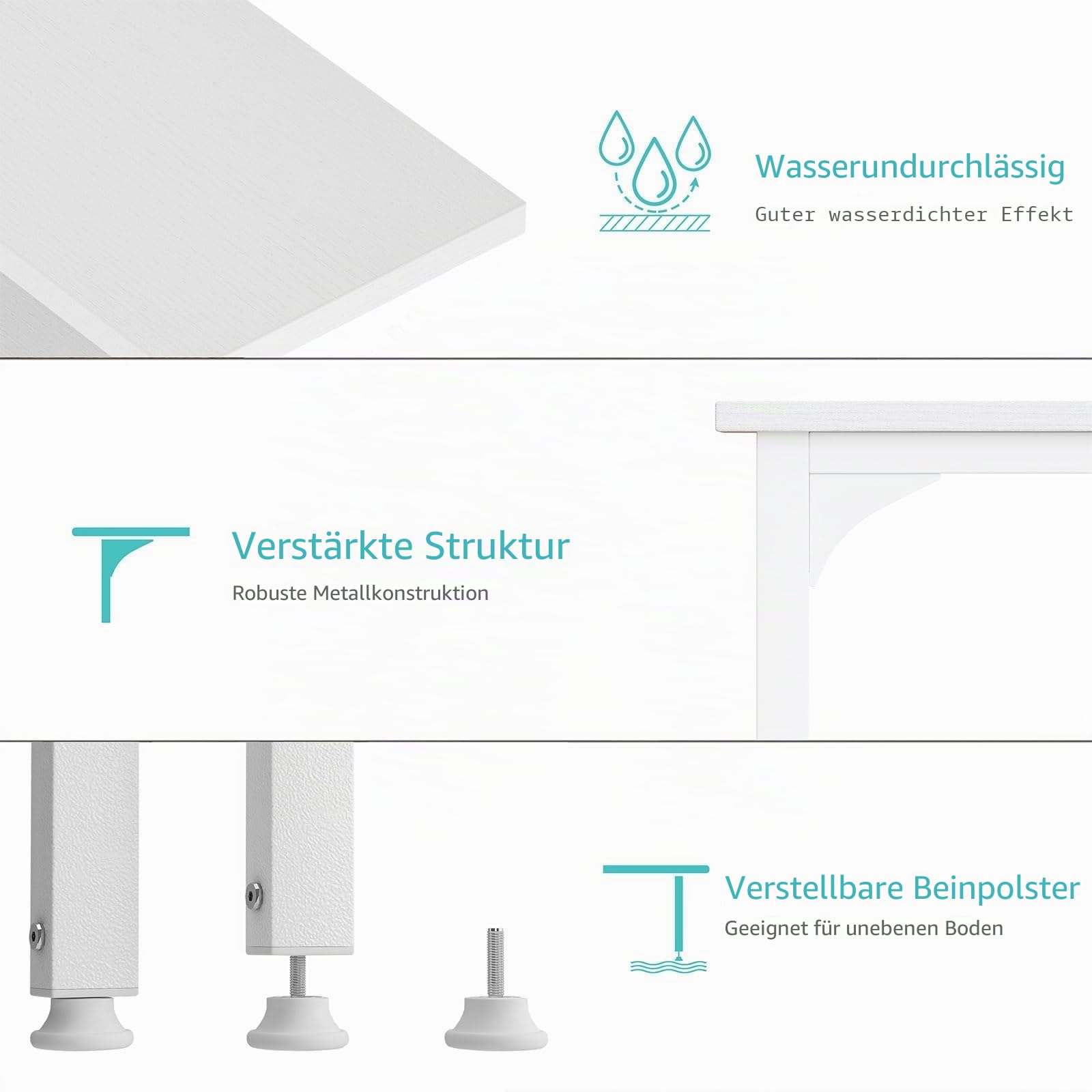 Lufeiya Schreibtisch mit Schubladen Klein Schreibtisch Weiß 100X48cm Computertisch mit Stauraum für Büro Wohnzimmer Schlafzimmer
