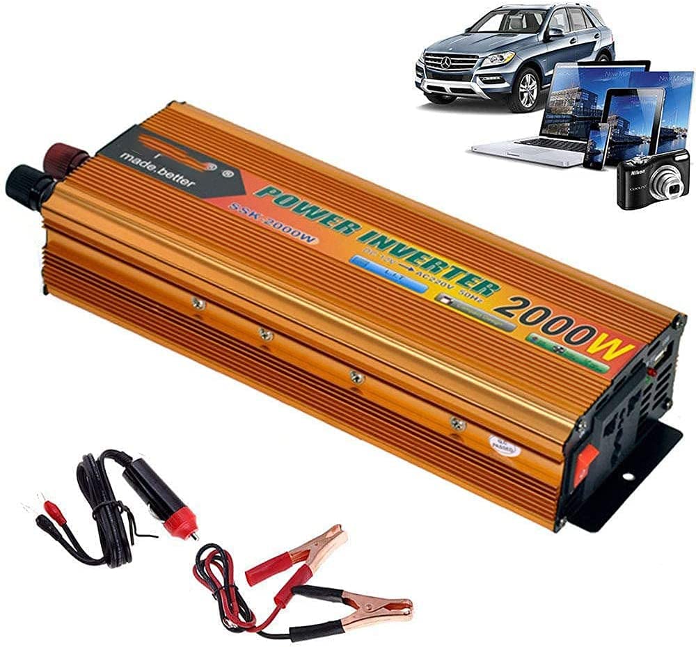 Przetwornica samochodowa Pure Sine Wave DC 12 V/24 V/48 V na AC 220 V, do samochodów kempingowych, ciężarówek, łodzi, kamperów (2000 W, 24 V)