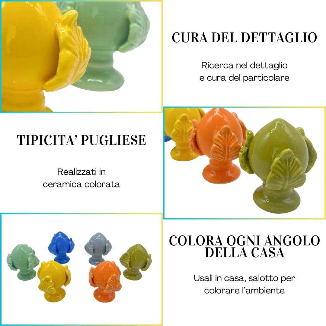 Doni Bomboniere Kit 6 pz PUMI Pugliesi in Ceramica Realizzati a Mano in Colori Assortiti con Finitura Lucida Perfetti Segnaposto Matrimonio Cerimonie 18 Anni Comunione Compleanno Eventi Tema Puglia