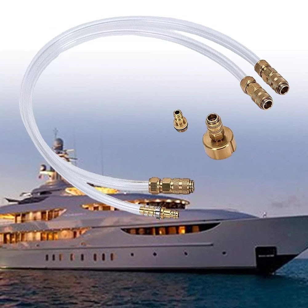 Kit de purga de dirección hidráulica para barcos, accesorios de latón, juego de relleno de conexión rápida compatible con la mayoría de fueraborda, interior/fueraborda e interior Ma