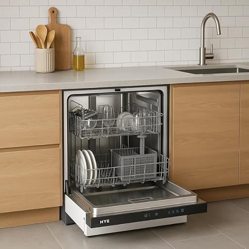 HYE Fully Integrated Dishwasher 60cm – Built In Dishwasher, 14 Place Settings, Quick Wash 29 Mins, 49dB Quiet Operation, Energy Rated E, Silver - DW01B14PS19 - Image 6